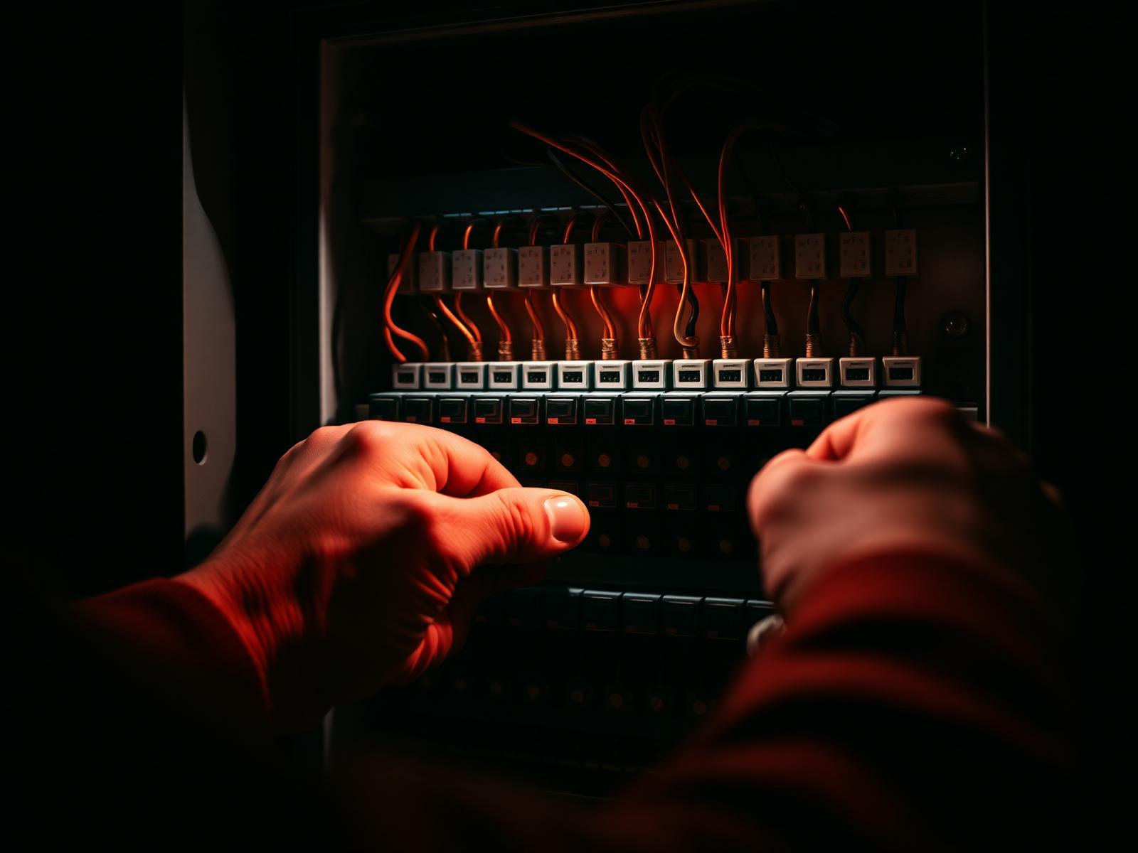 Electrician working on a modern consumer unit fuse board