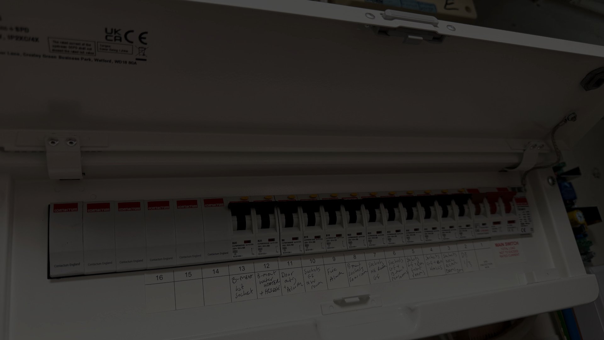 Labelled consumer unit fuse board installed by All Cabling
